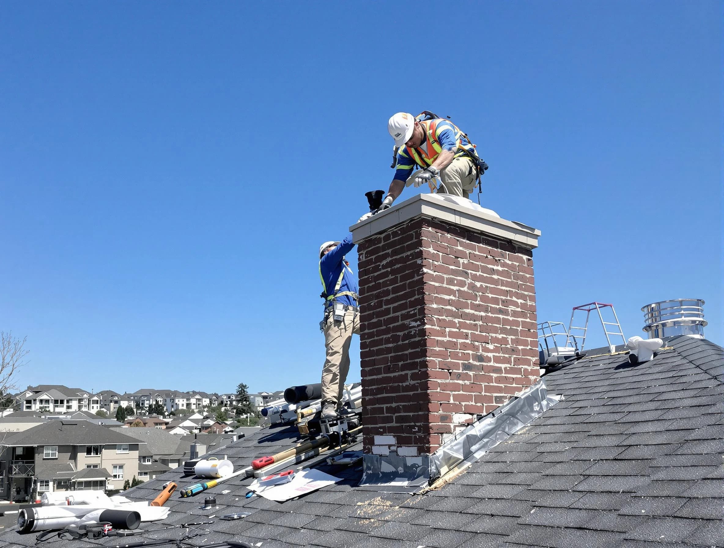 North Valley Chimney Sweep repairing a chimney crown in North Valley, NM