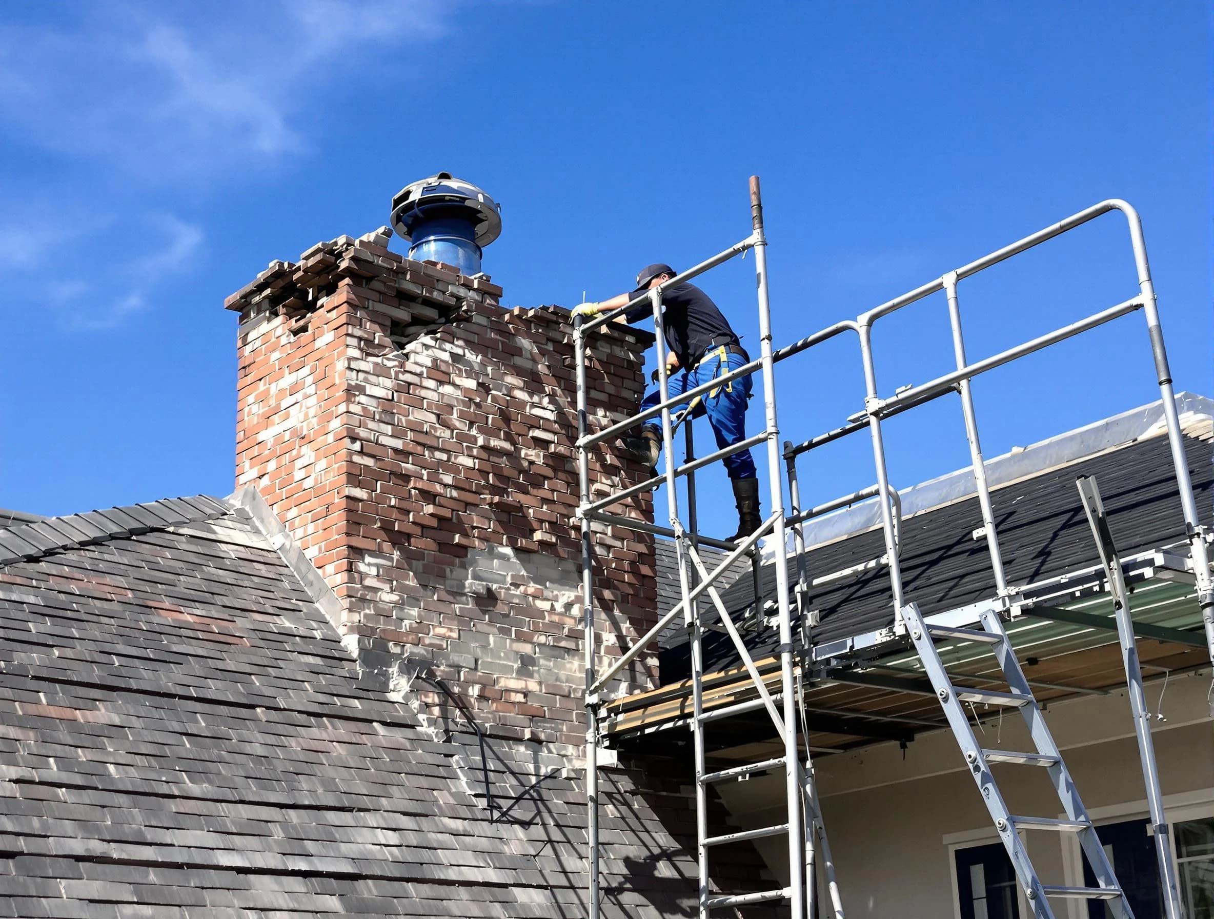 Rebuilding a chimney structure by North Valley Chimney Sweep in North Valley, NM