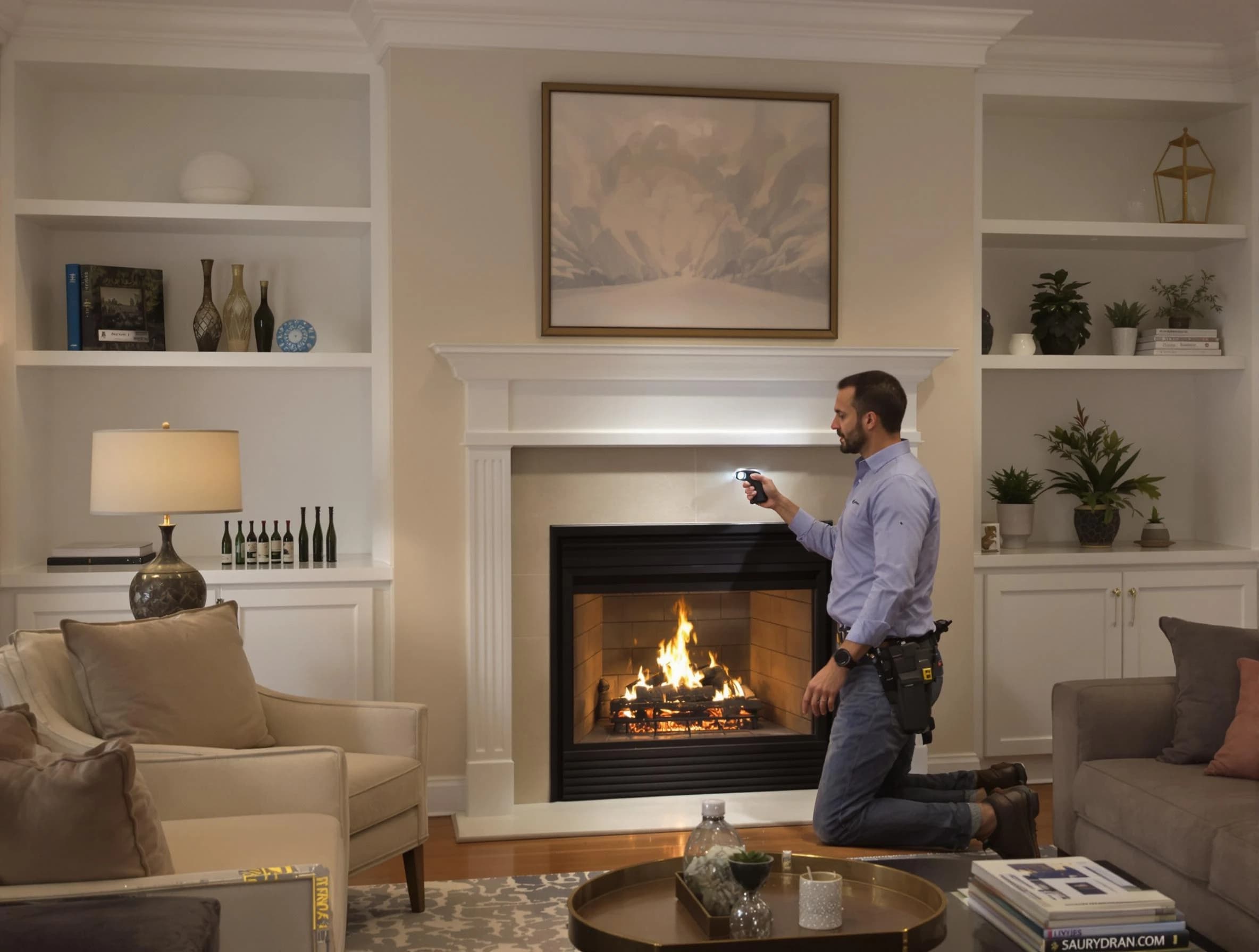 North Valley Chimney Sweep conducting a fireplace safety inspection in North Valley, NM