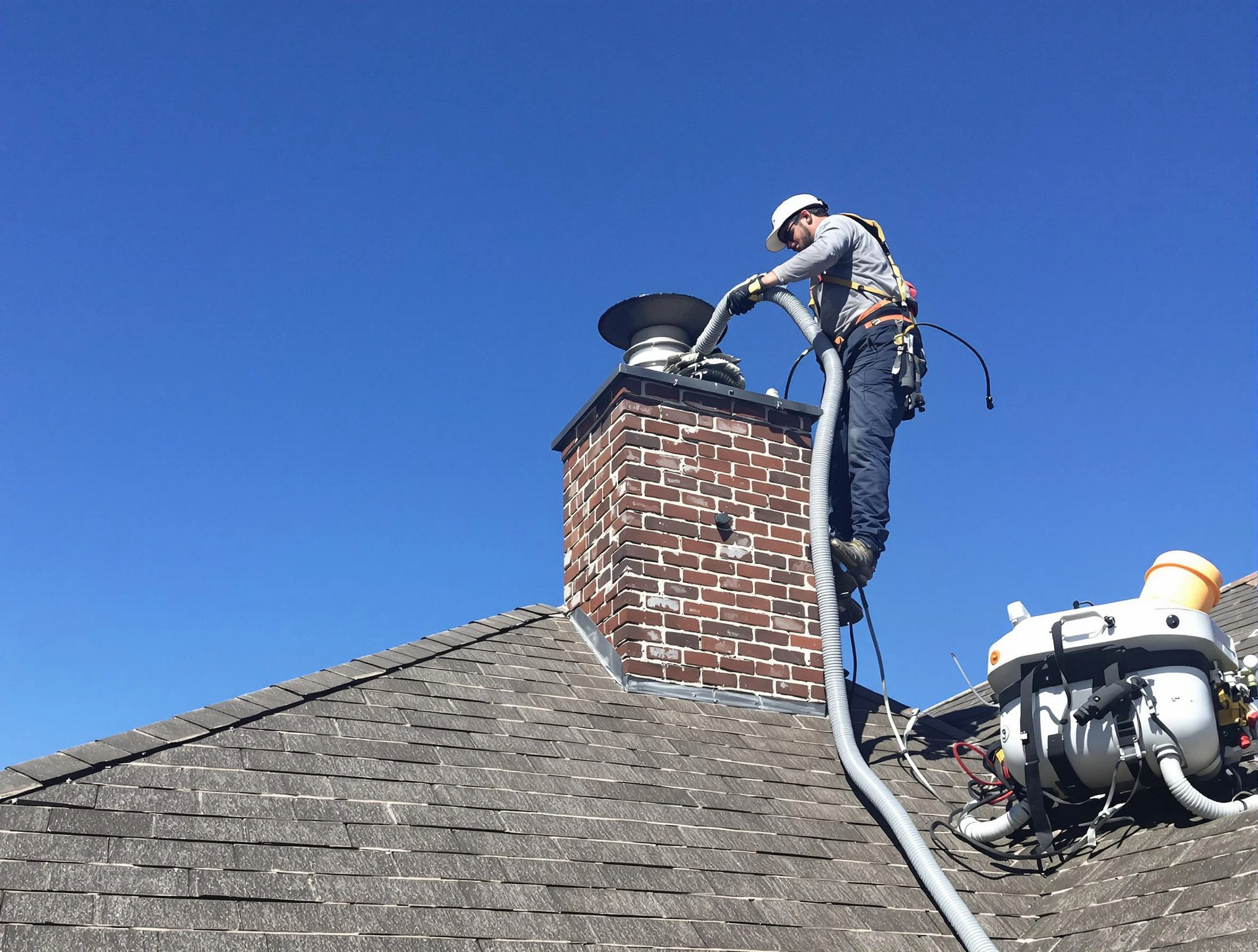 Dedicated North Valley Chimney Sweep team member cleaning a chimney in North Valley, NM